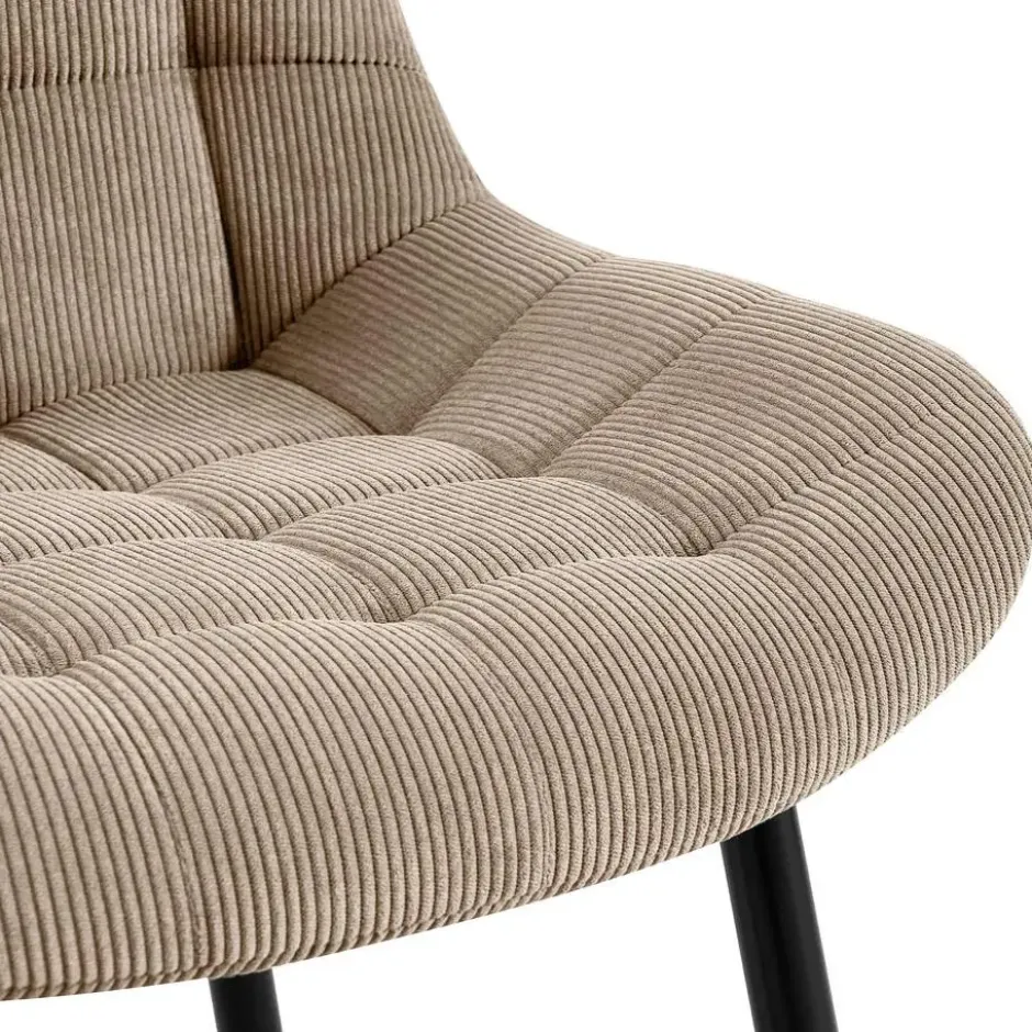 CLP Eetkamerstoel Sardna zwart Frame - Ribstof - taupe