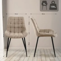 CLP Eetkamerstoel Sardna zwart Frame - Ribstof - taupe