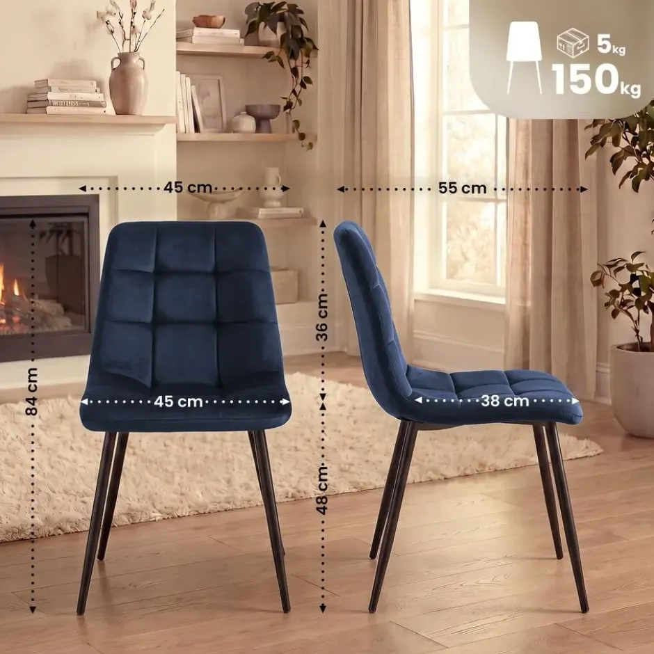 CLP Eetkamerstoel Tilde Fluweel - blauw