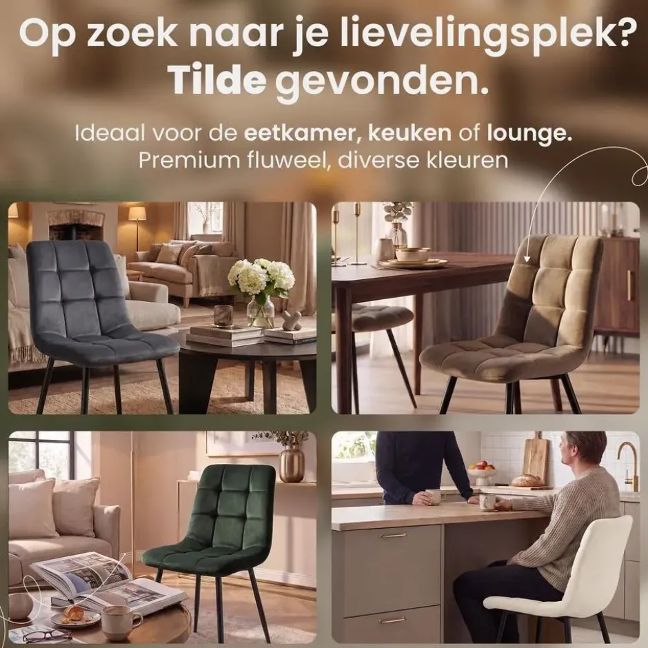 CLP Eetkamerstoel Tilde Fluweel - blauw