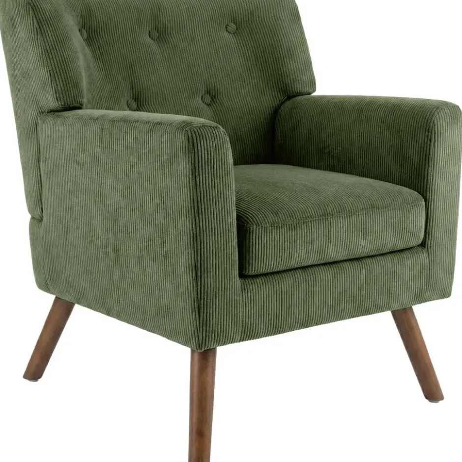 CLP Fauteuil Kioni bruin Frame - Ribstof - groen