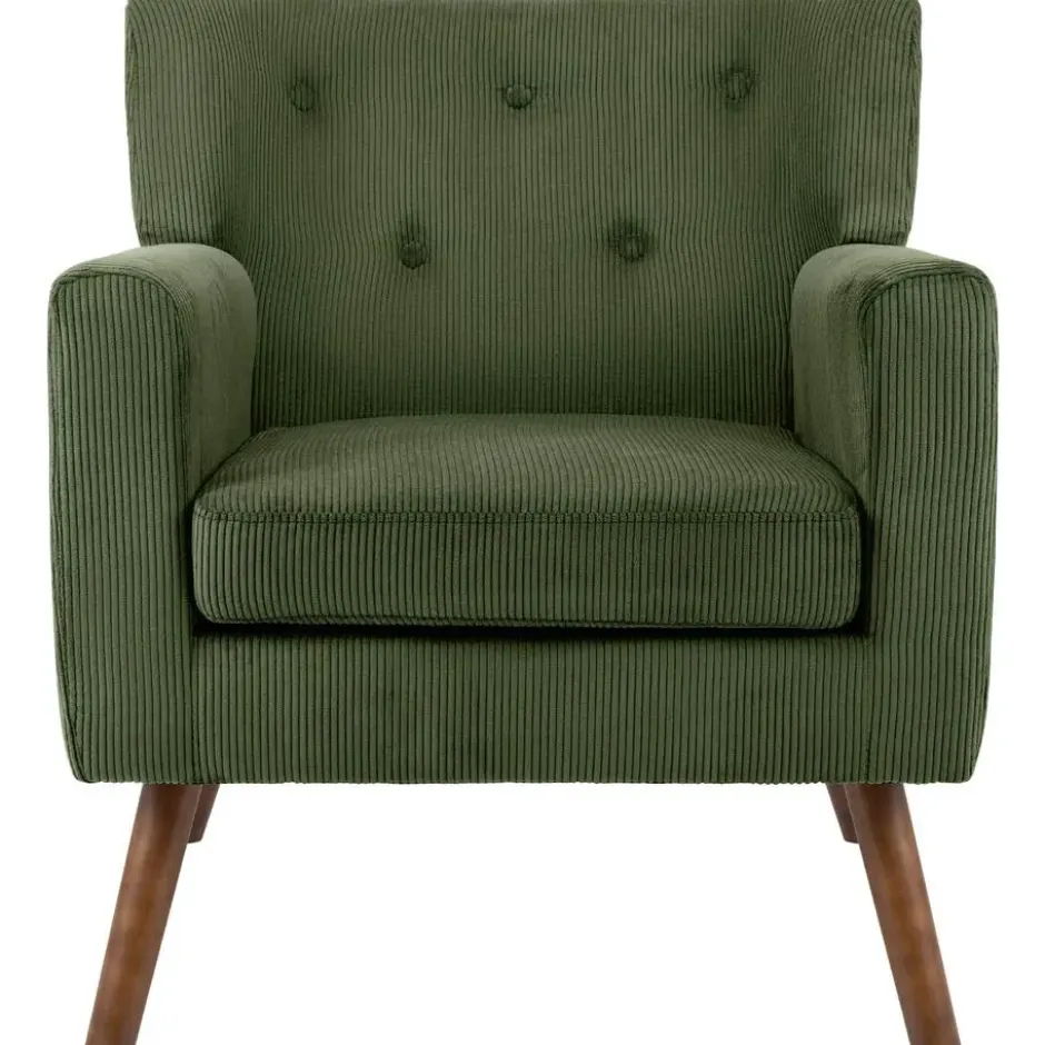 CLP Fauteuil Kioni bruin Frame - Ribstof - groen