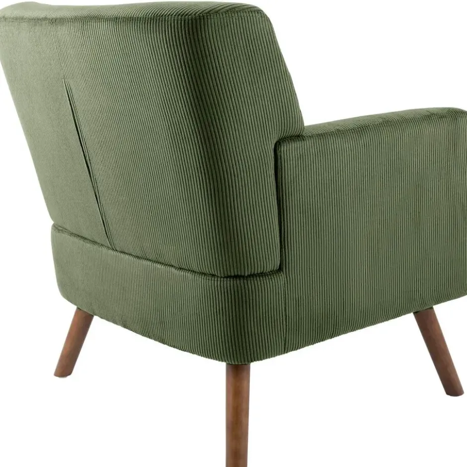 CLP Fauteuil Kioni bruin Frame - Ribstof - groen