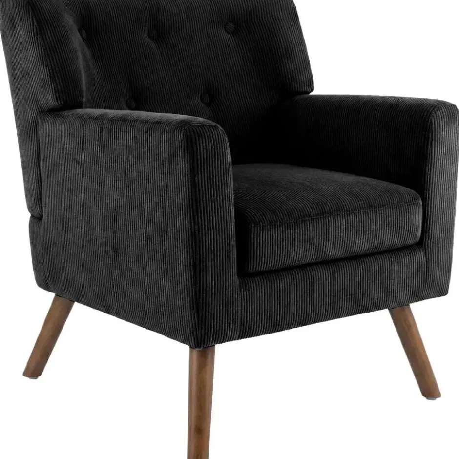 CLP Fauteuil Kioni bruin Frame - Ribstof - zwart