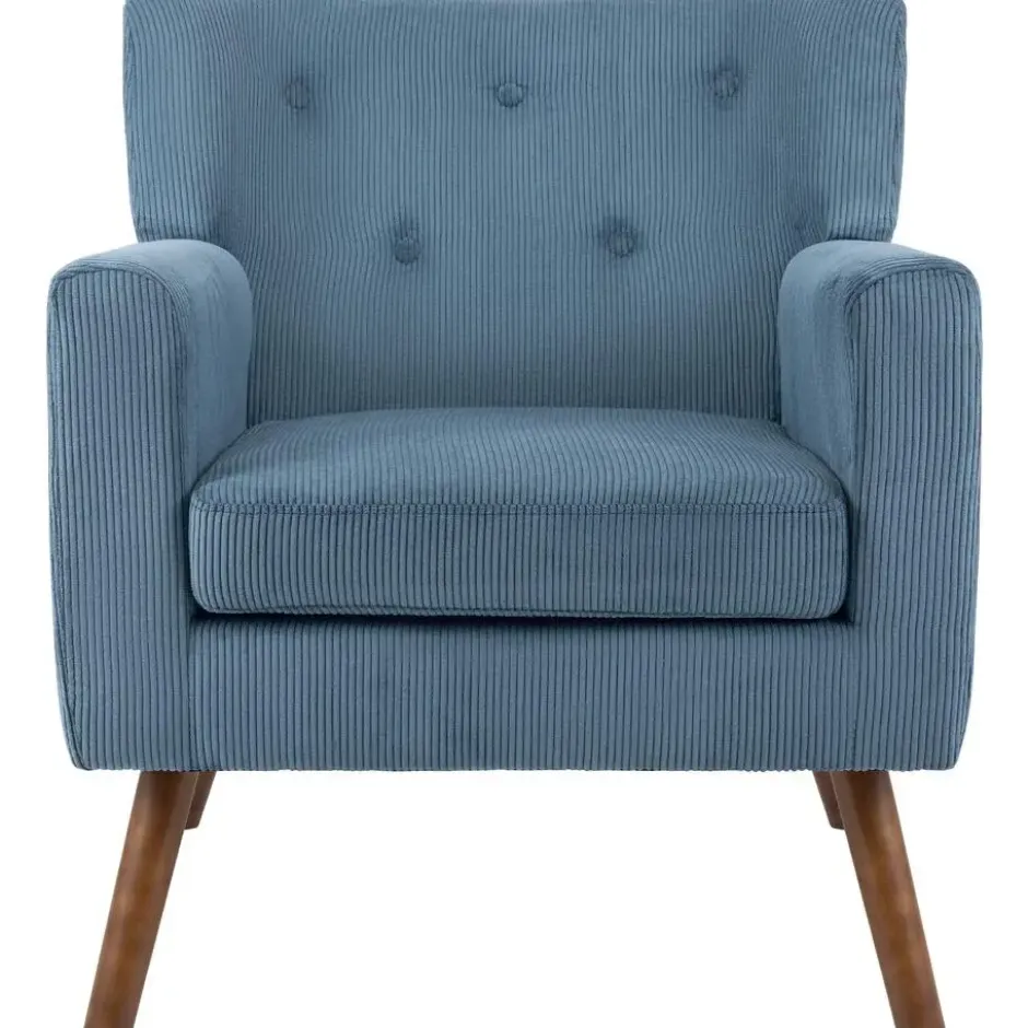 CLP Fauteuil Kioni bruin Frame - Ribstof - blauw