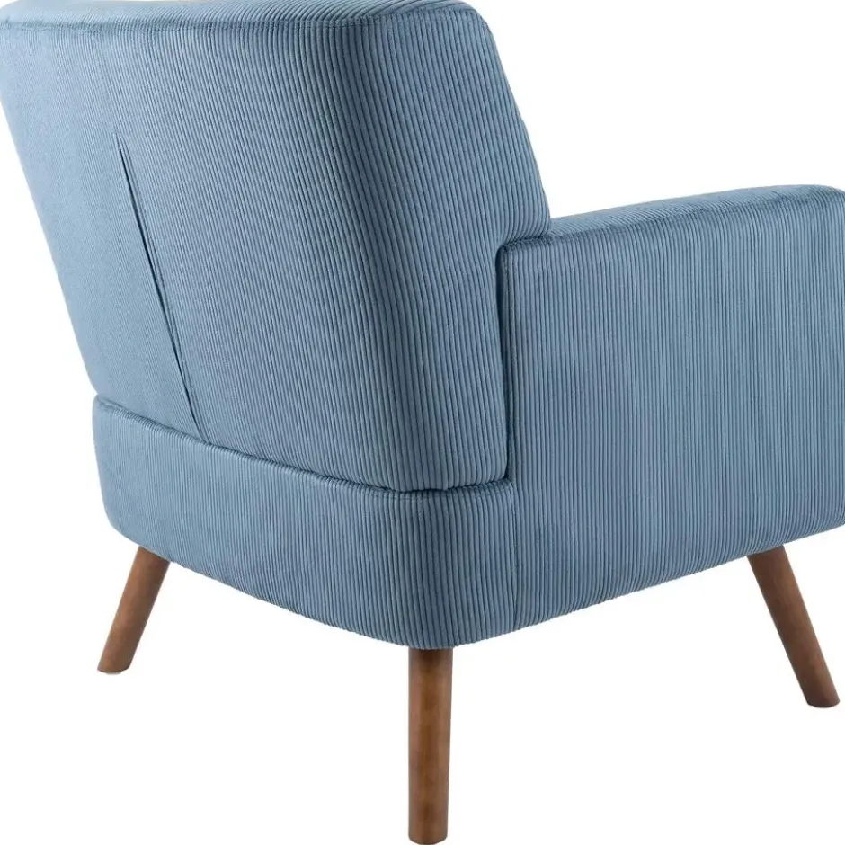 CLP Fauteuil Kioni bruin Frame - Ribstof - blauw
