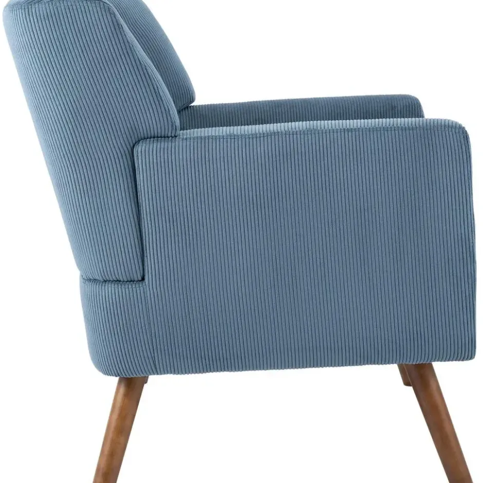 CLP Fauteuil Kioni bruin Frame - Ribstof - blauw