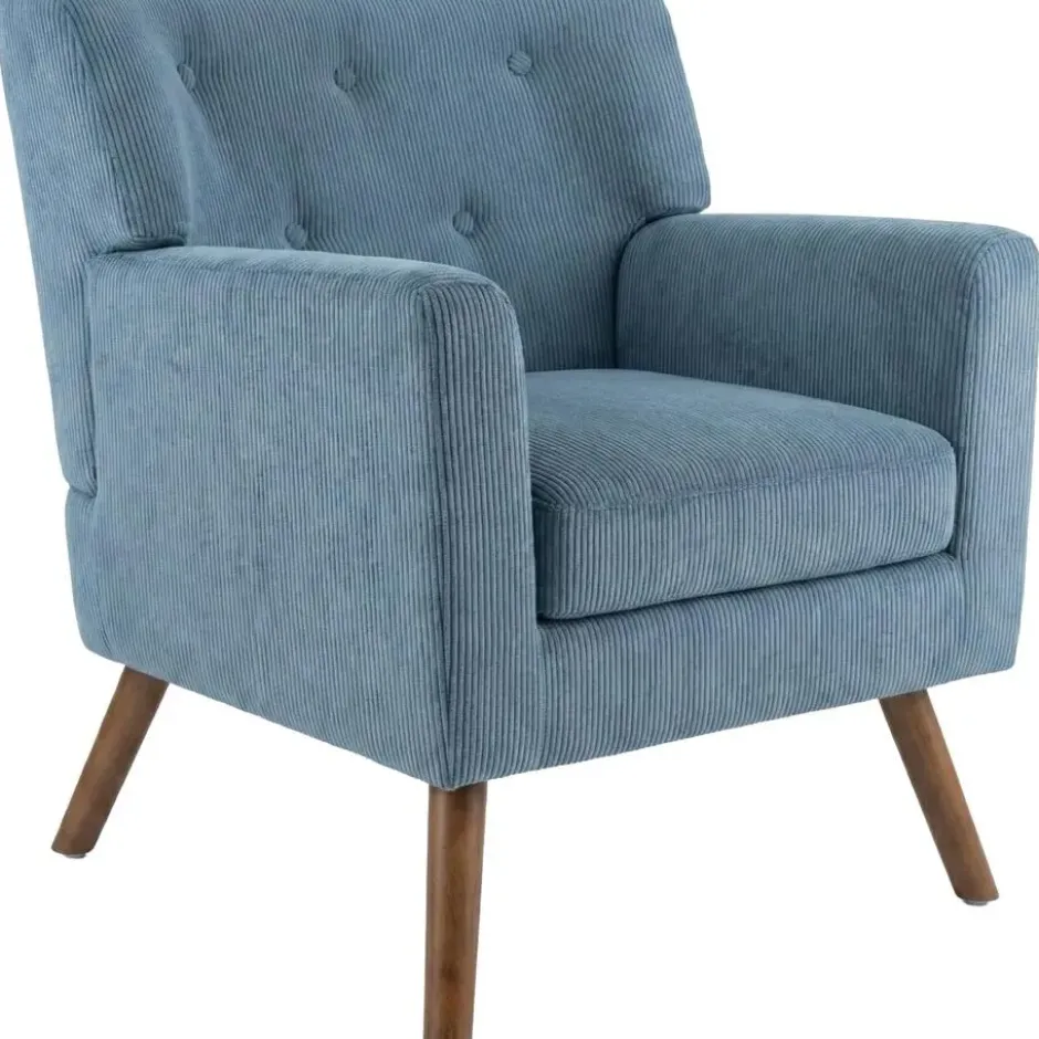 CLP Fauteuil Kioni bruin Frame - Ribstof - blauw