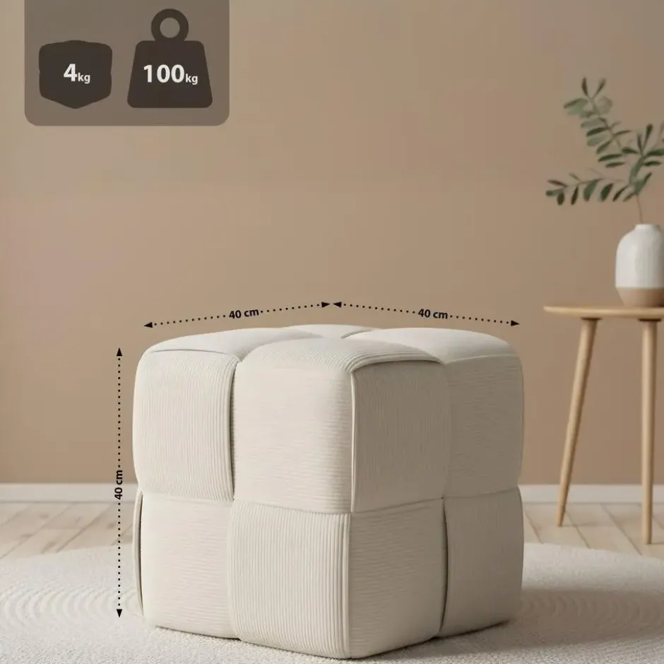 CLP Hocker Forinta Ribstof - creme