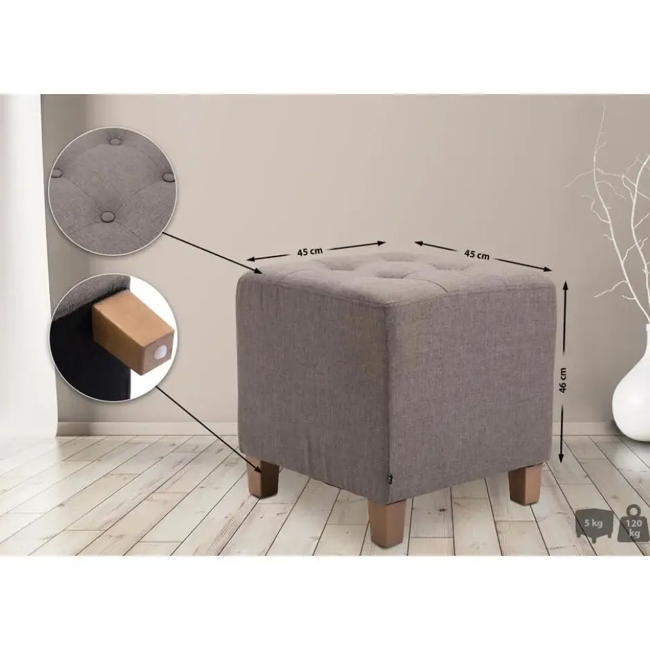 CLP Hocker Pharao antiek licht Frame - Stof - taupe