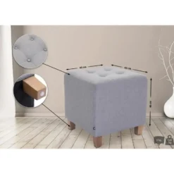 CLP Hocker Pharao antiek licht Frame - Stof - licht grijs