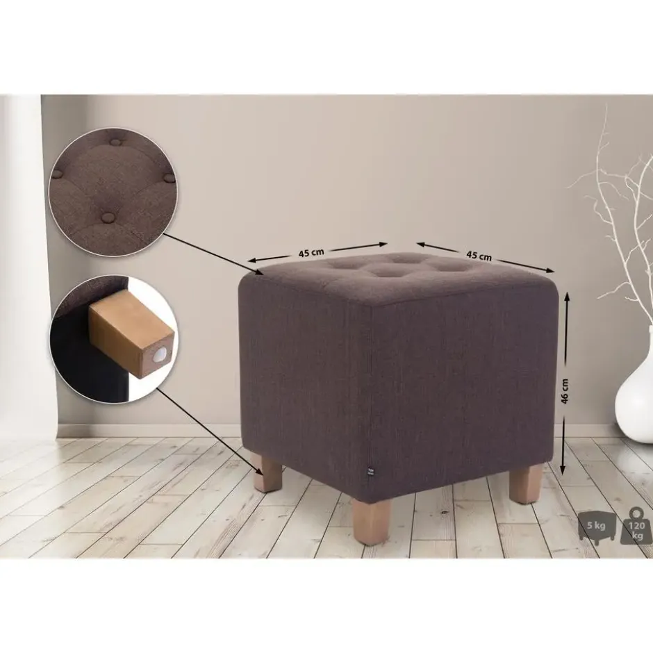 CLP Hocker Pharao antiek licht Frame - Stof - bruin