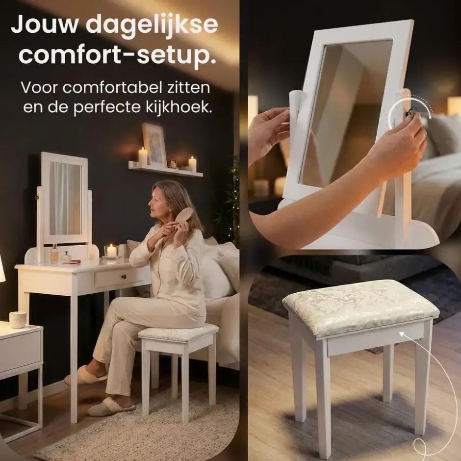 CLP Kaptafel Velia wit Frame - Hout - wit