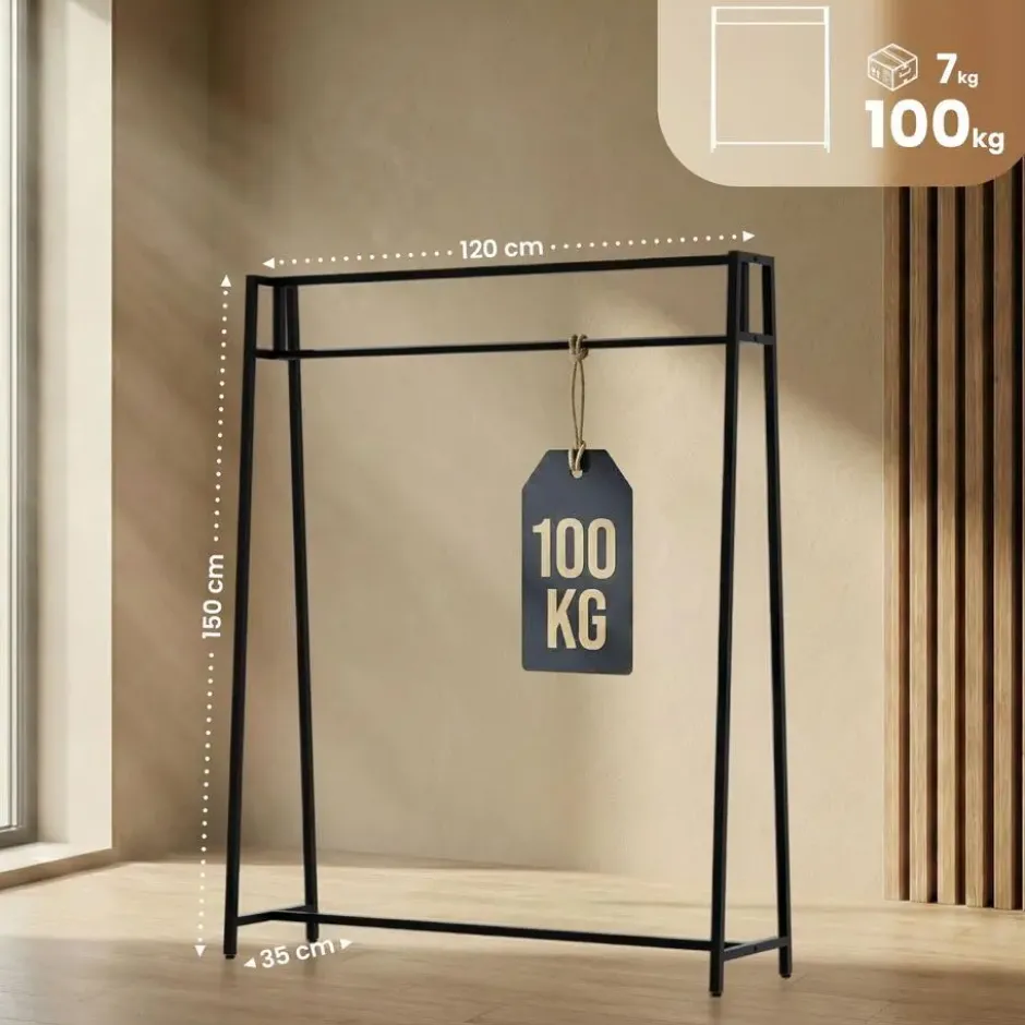 CLP Kledingrek Ingar 150x120x35 cm - zwart