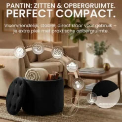 CLP Poef Pantin zwart Frame - Fluweel - zwart