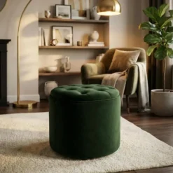 CLP Poef Pantin zwart Frame - Fluweel - groen