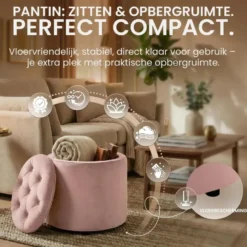 CLP Poef Pantin zwart Frame - Fluweel - rosa