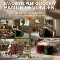 CLP Poef Pantin zwart Frame - Fluweel - rosa