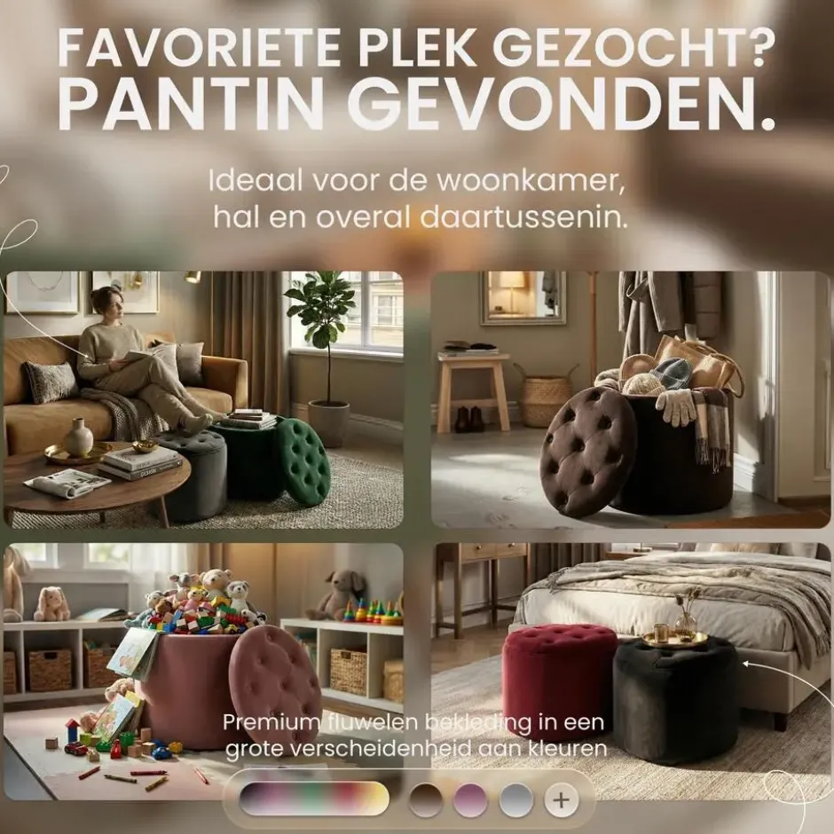 CLP Poef Pantin zwart Frame - Fluweel - rosa