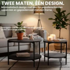 CLP Salontafel Edduma zwart Frame - Hout - grijs