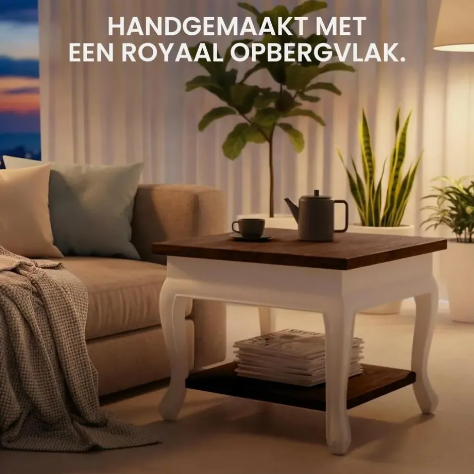 CLP Salontafel Thordis wit Frame - Hout - donkerbruin