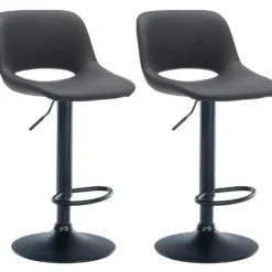 CLP Set van 2 Barkruk Camden mat zwart Frame - Kunstleer - zwart