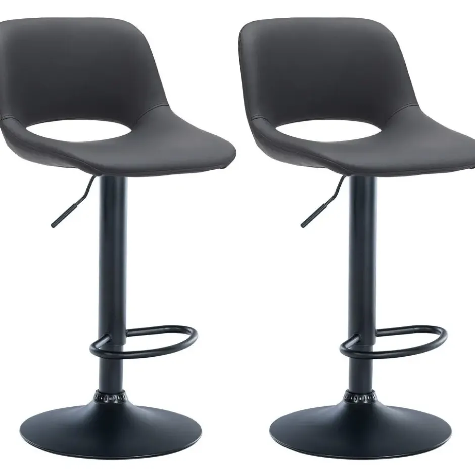 CLP Set van 2 Barkruk Camden mat zwart Frame - Kunstleer - zwart