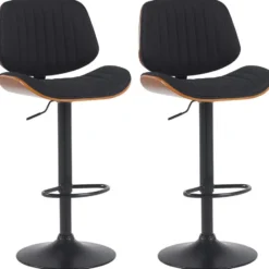 CLP Set van 2 Barkruk Clawson zwart Frame - Stof - walnoot/zwart