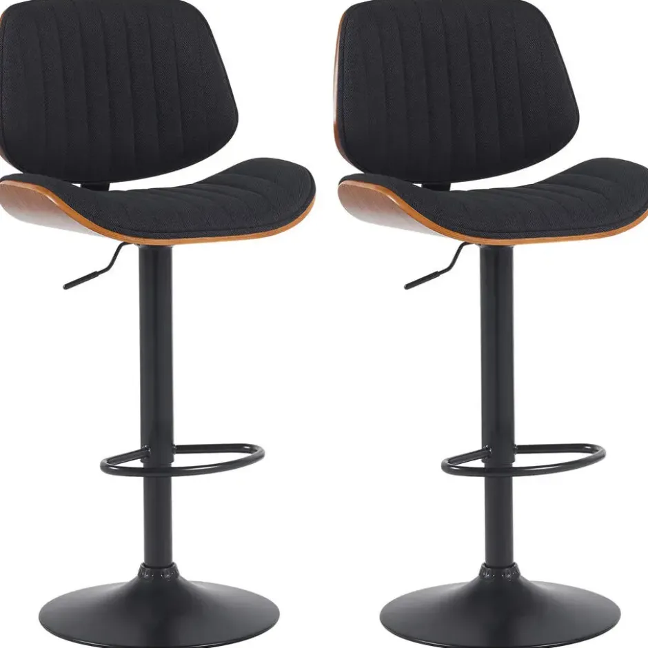 CLP Set van 2 Barkruk Clawson zwart Frame - Stof - walnoot/zwart