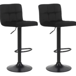 CLP Set van 2 Barkruk Feni zwart Frame - Fluweel - zwart