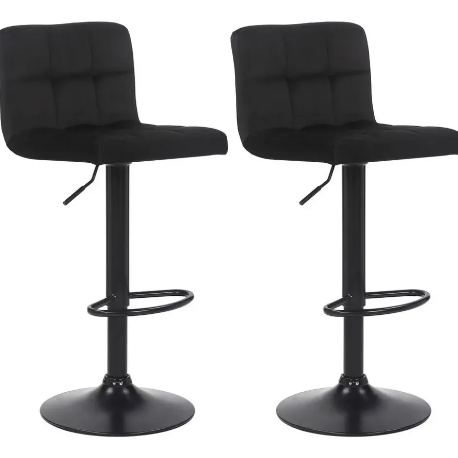 CLP Set van 2 Barkruk Feni zwart Frame - Fluweel - zwart