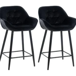 CLP Set van 2 Barkruk Gibson zwart Frame - Fluweel - zwart