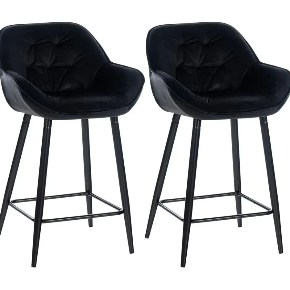 CLP Set van 2 Barkruk Gibson zwart Frame - Fluweel - zwart