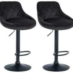 CLP Set van 2 Barkruk Lazio zwart Frame - Fluweel - zwart