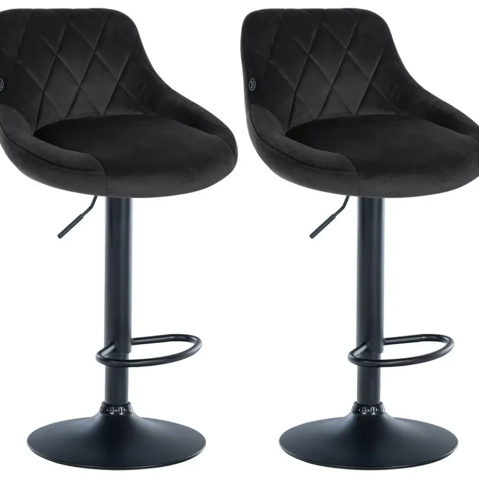 CLP Set van 2 Barkruk Lazio zwart Frame - Fluweel - zwart