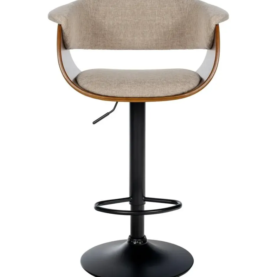 CLP Set van 2 Barkruk Vestal zwart Frame - Stof - walnoot/creme