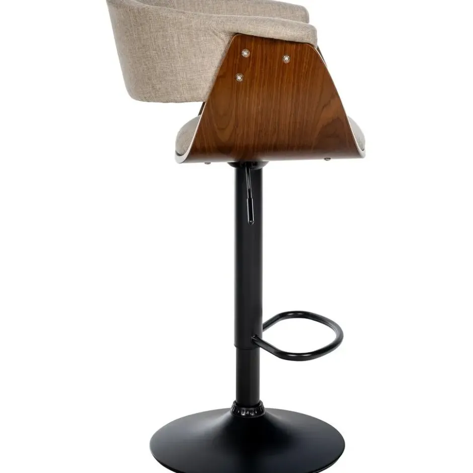CLP Set van 2 Barkruk Vestal zwart Frame - Stof - walnoot/creme