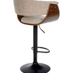 CLP Set van 2 Barkruk Vestal zwart Frame - Stof - walnoot/creme