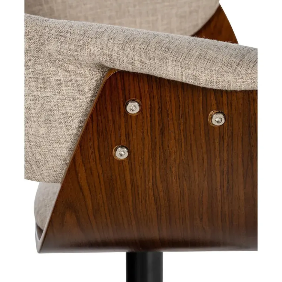 CLP Set van 2 Barkruk Vestal zwart Frame - Stof - walnoot/creme