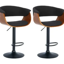 CLP Set van 2 Barkruk Vestal zwart Frame - Stof - walnoot/zwart