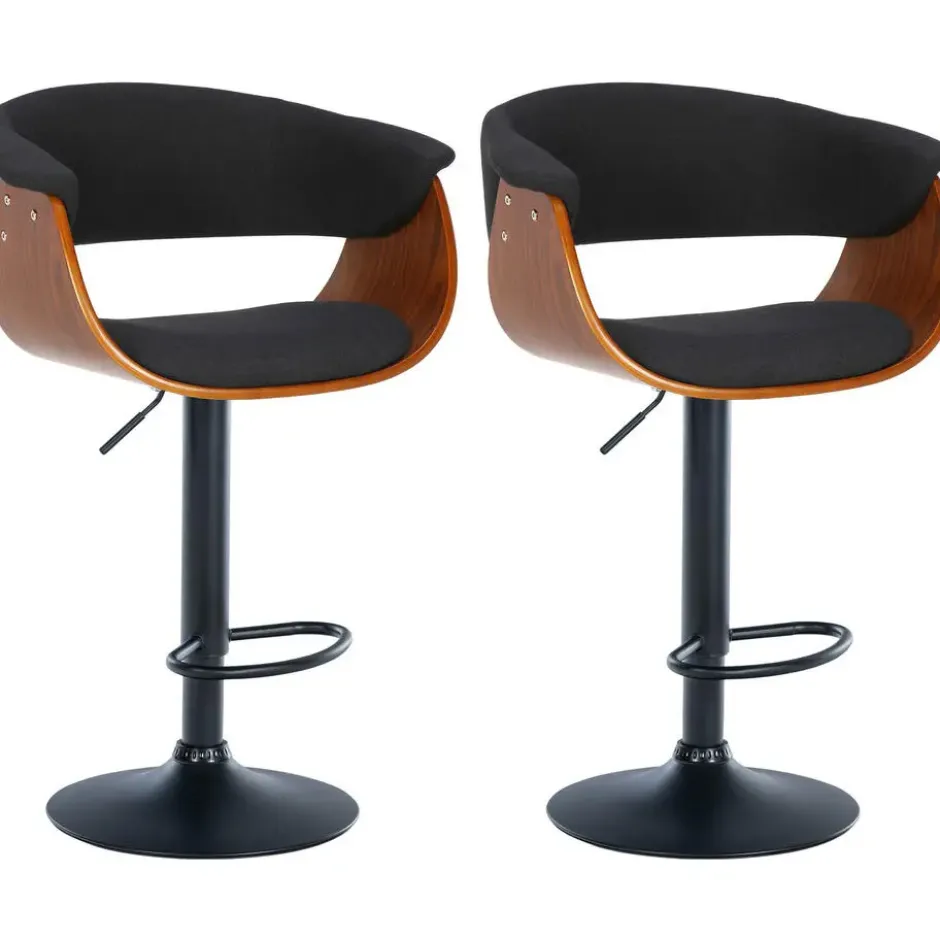 CLP Set van 2 Barkruk Vestal zwart Frame - Stof - walnoot/zwart