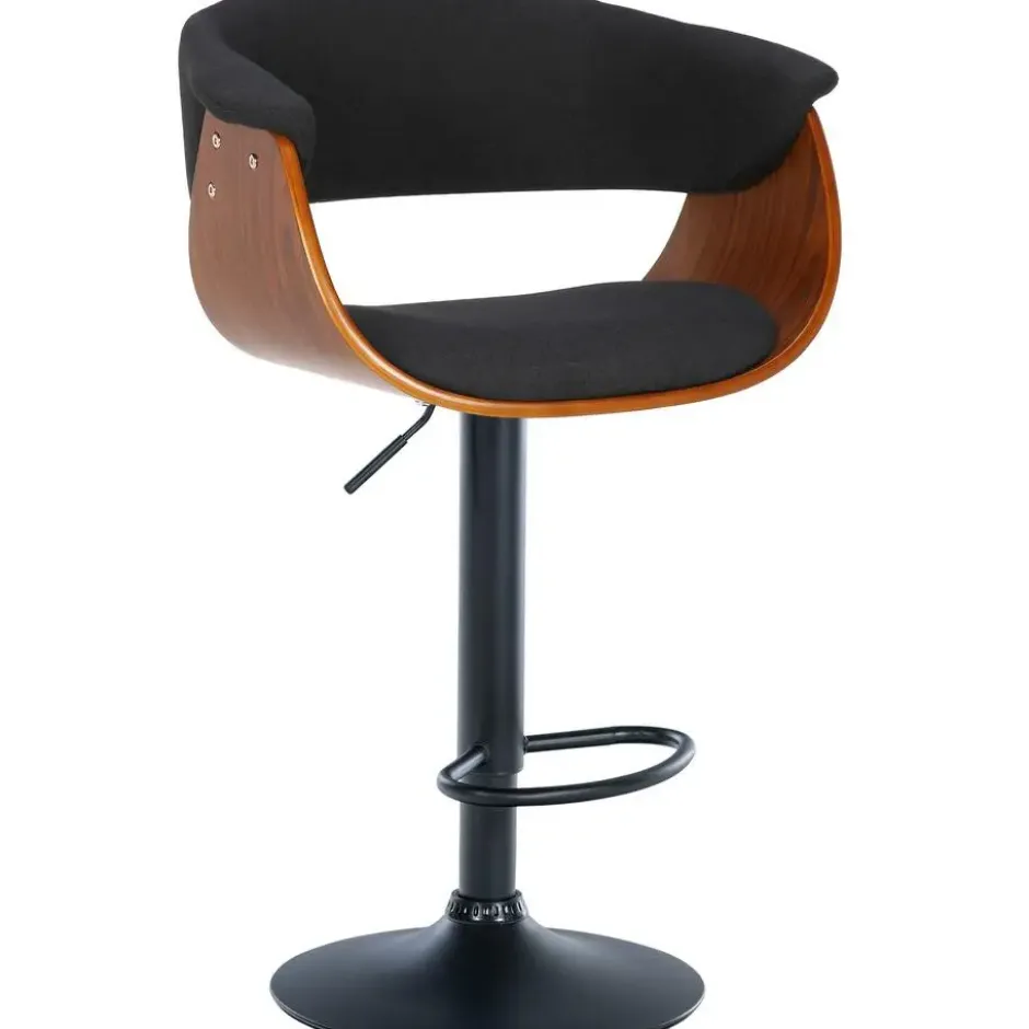 CLP Set van 2 Barkruk Vestal zwart Frame - Stof - walnoot/zwart