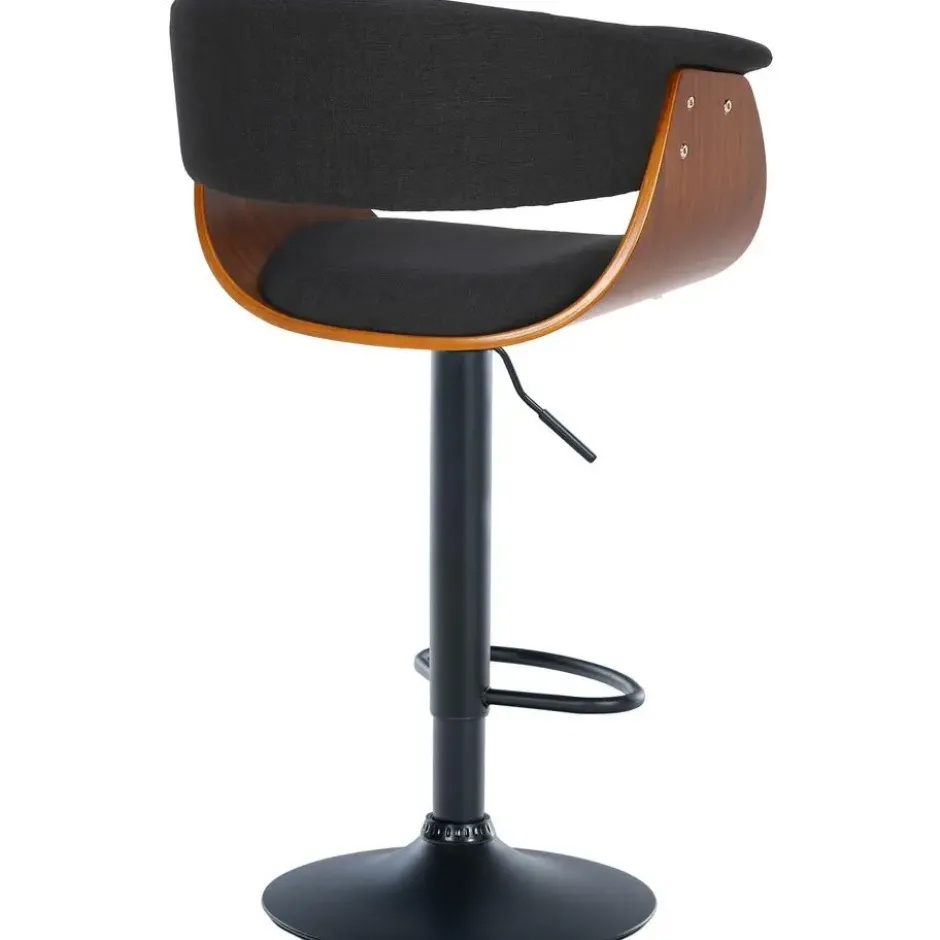 CLP Set van 2 Barkruk Vestal zwart Frame - Stof - walnoot/zwart