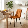 CLP Set van 2 Eetkamerstoel Antibes zwart Frame - Ribstof - oranje