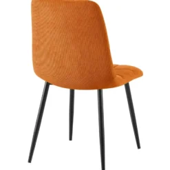 CLP Set van 2 Eetkamerstoel Antibes zwart Frame - Ribstof - oranje