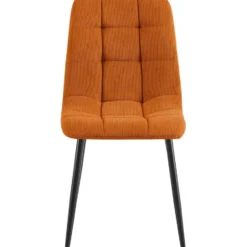 CLP Set van 2 Eetkamerstoel Antibes zwart Frame - Ribstof - oranje