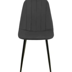 CLP Set van 4 Eetkamerstoel Baxter zwart Frame - Fluweel - donkergrijs