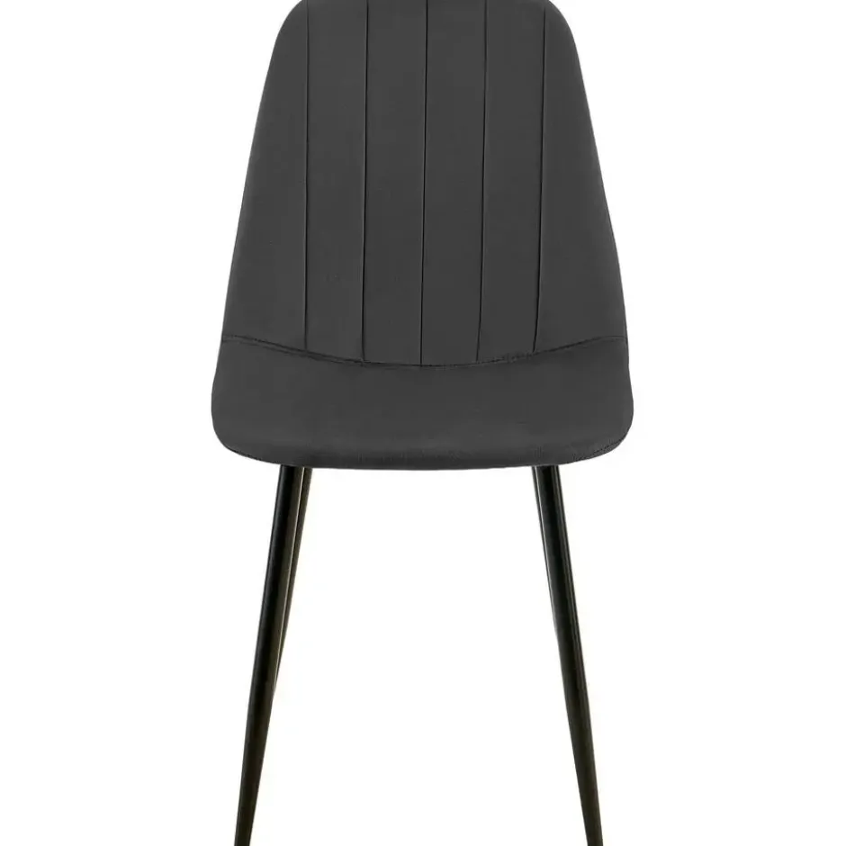 CLP Set van 4 Eetkamerstoel Baxter zwart Frame - Fluweel - donkergrijs