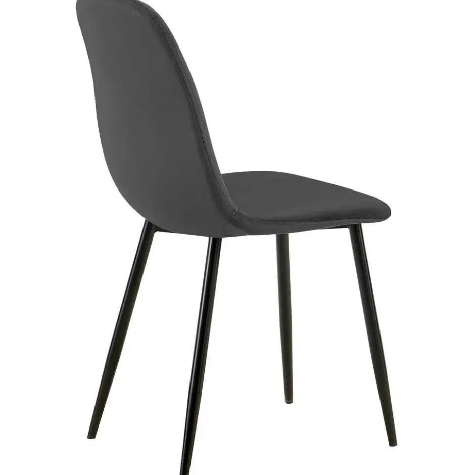 CLP Set van 4 Eetkamerstoel Baxter zwart Frame - Fluweel - donkergrijs