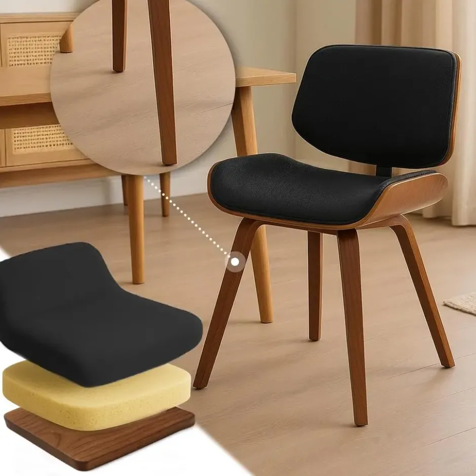 CLP Set van 2 Eetkamerstoel Beverley walnoot Frame - Stof - walnoot/zwart
